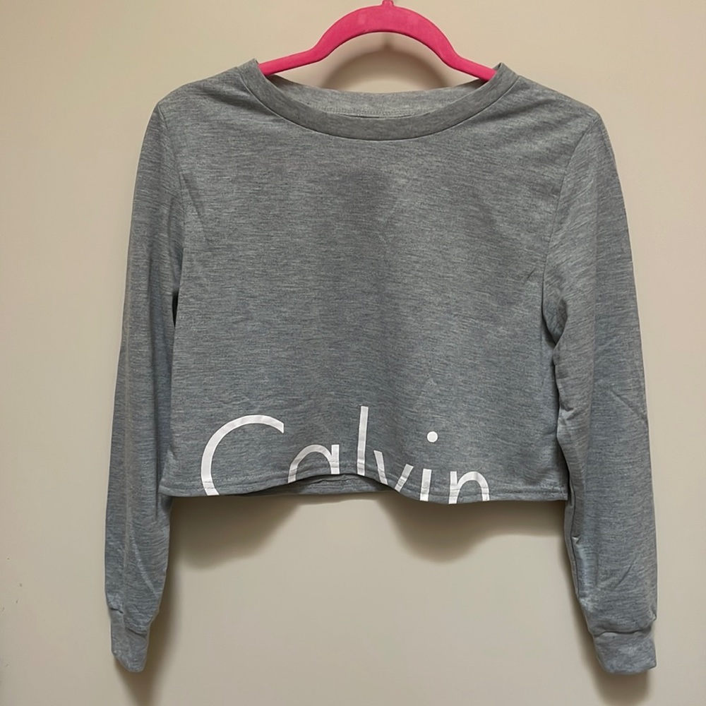 Long sleeve Calvin-inspired crop top